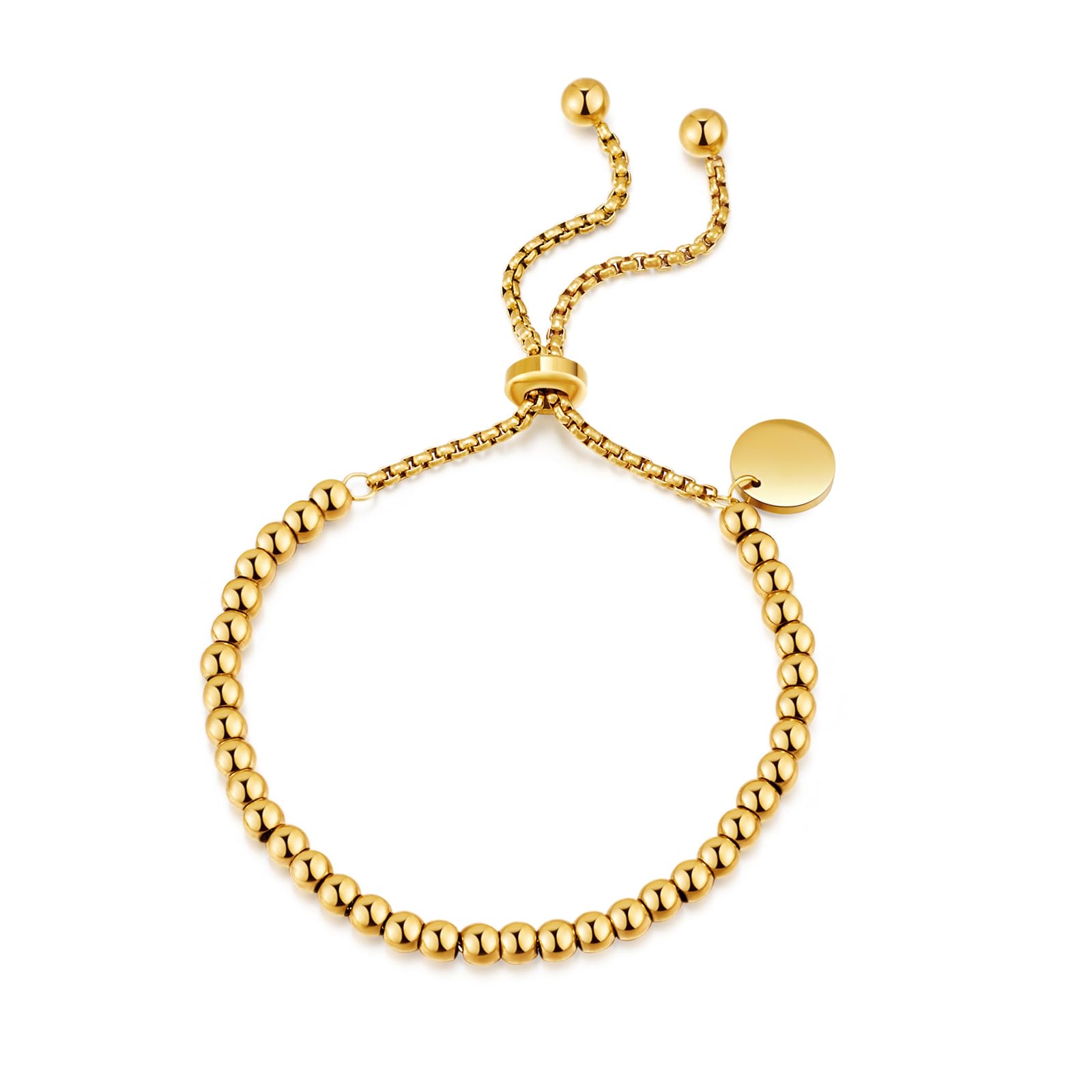 Pulsera Ajustable cuentas redondas Gold - Personalizable - Made For Wolfies