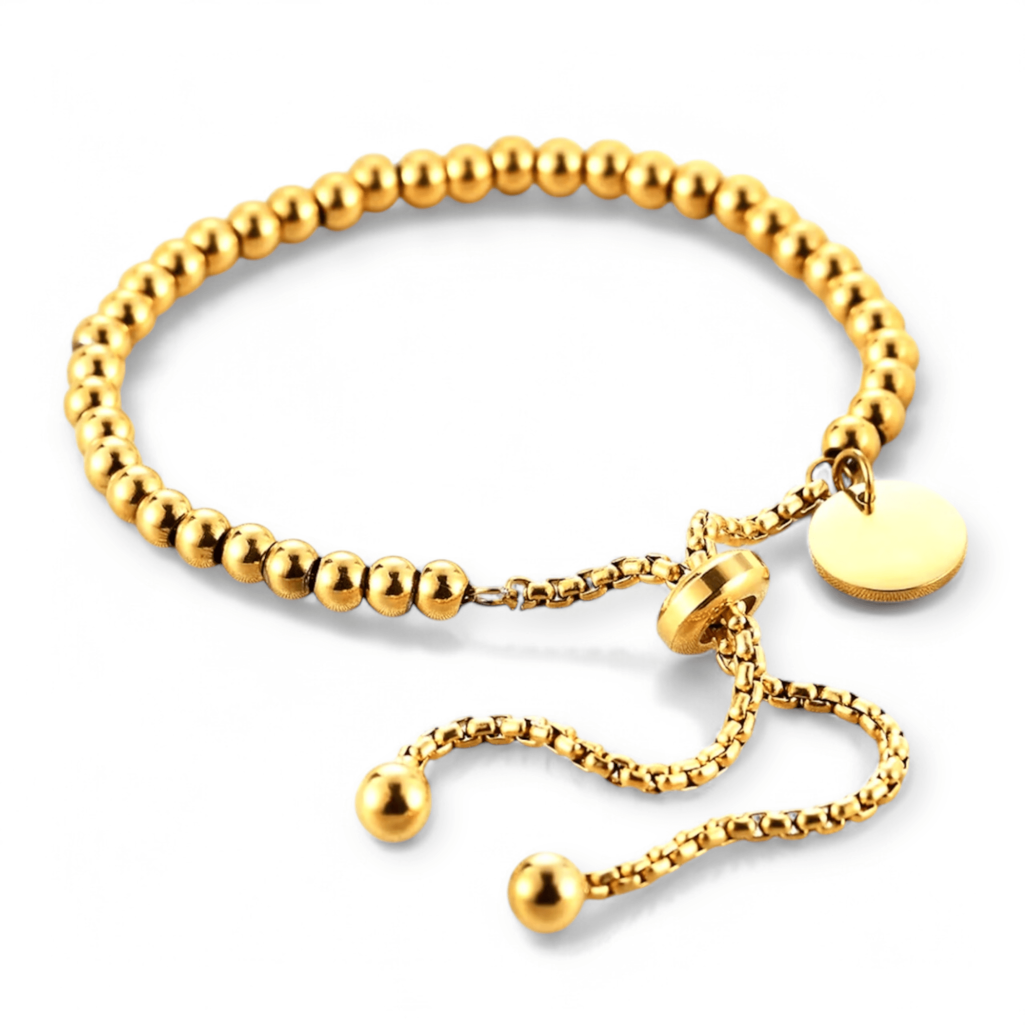 Pulsera Ajustable cuentas redondas Gold - Personalizable - Made For Wolfies