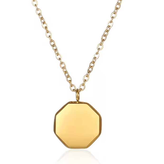 Collar Geométrico de Acero Inoxidable Gold - Personalizable - Made For Wolfies